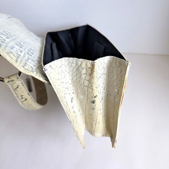 Tosca Blu Handbag Croc Embossed Leather w/ hints of Metallic Silver - Picture 6 of 14